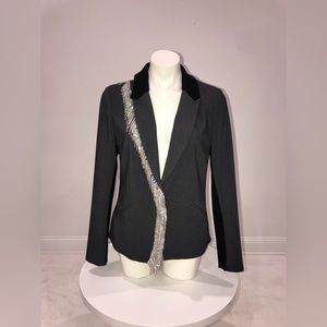 BNWT Custom Adrianna Papell Grey Blazer Button Closure Crystal Trim Ladies 12